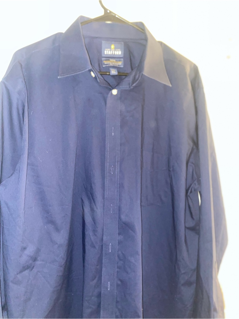 Stafford Men's Dark Blue Dress Shirt - Solid Button-Up